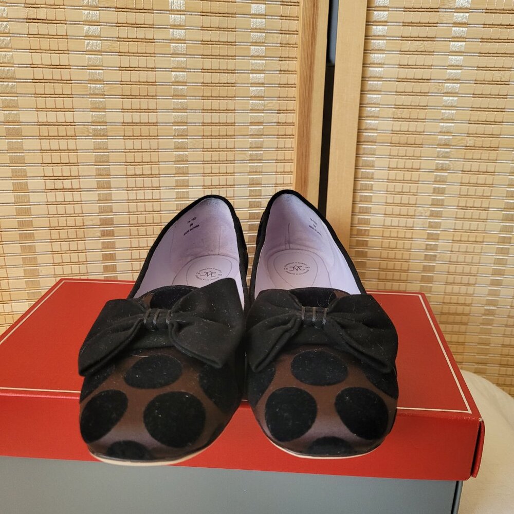 JOHNSON AND MURPHY Black Satin Smoking Ballet Flats - Picture 5 of 6